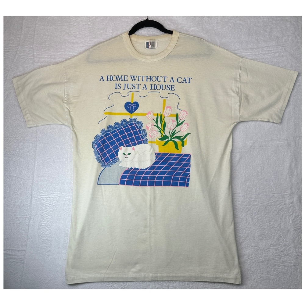 Bold Spirit Vintage Cat Graphic T-Shirt Unisex One Size Cream